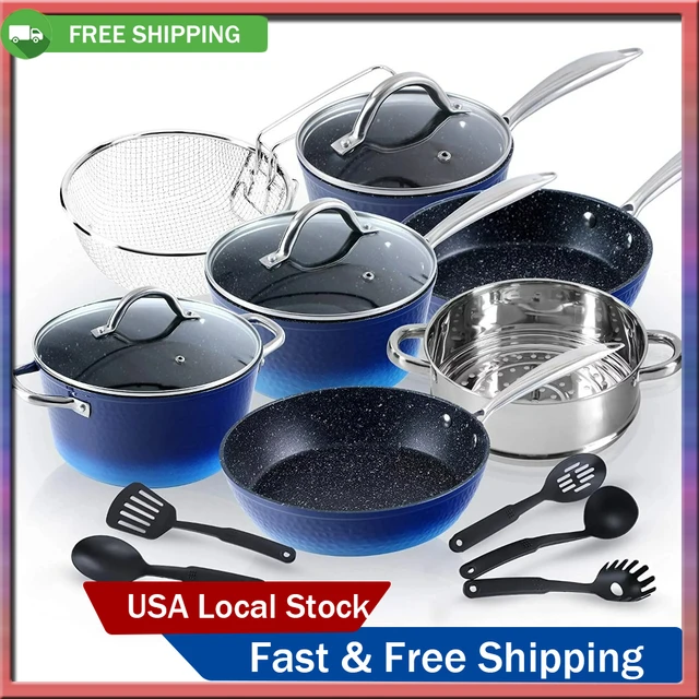 Pots and Pans Sets, Nonstick Cookware Set, Induction, Chemical-Free Kitchen  Sets, Saucepan, Frying Pan, Saute Pan Black 9 Pieces - AliExpress