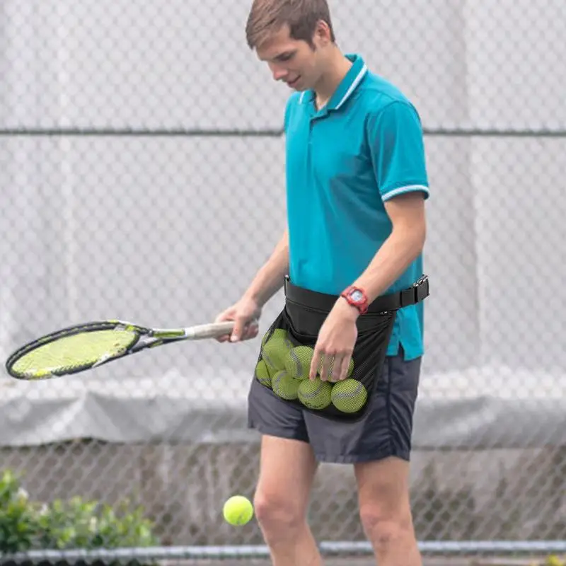 Pickleball Ball Bag Holder Waist Bag Carrier Oxford Cloth Pouch Fanny Pack Mesh Adjustable Waist