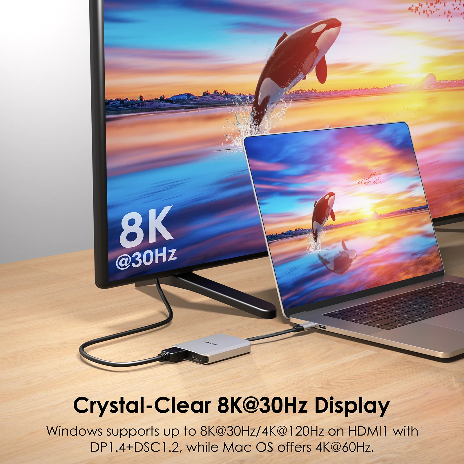 WAVLINK USB C to HDMI Dual Display Adapter Dual 4K@60Hz 3-In-1 HDMI Adapter with 95W Power Delivery for MacBook Pro/Air Laptops 2