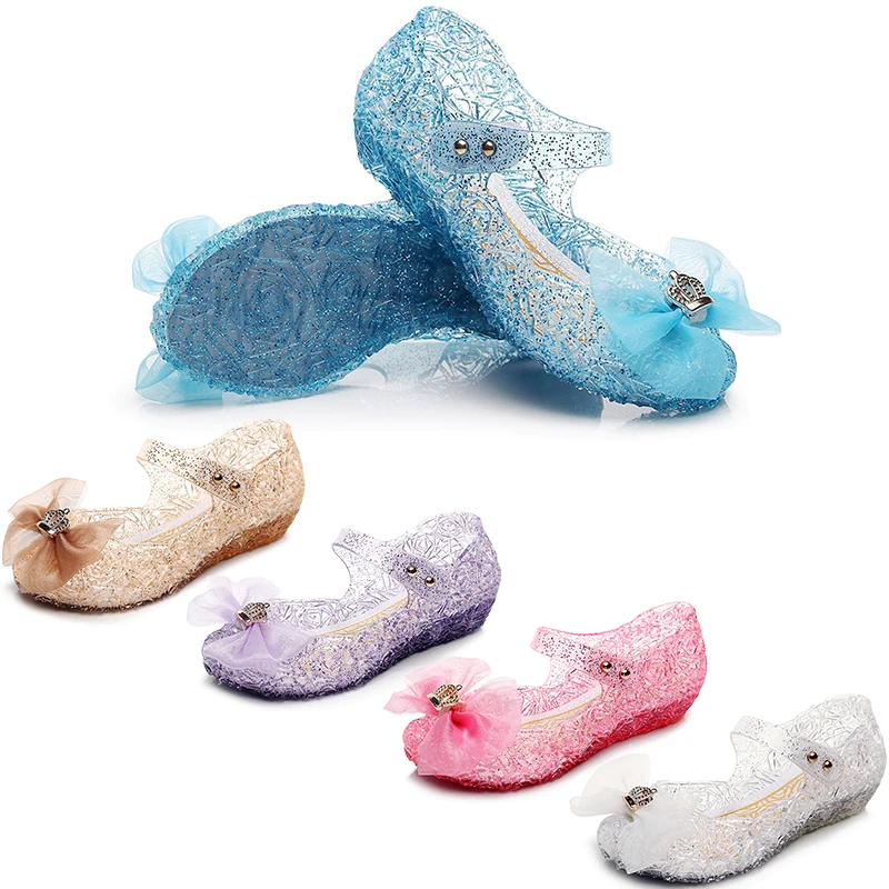 Chaussures de princesse en gelée pailletées pour enfants