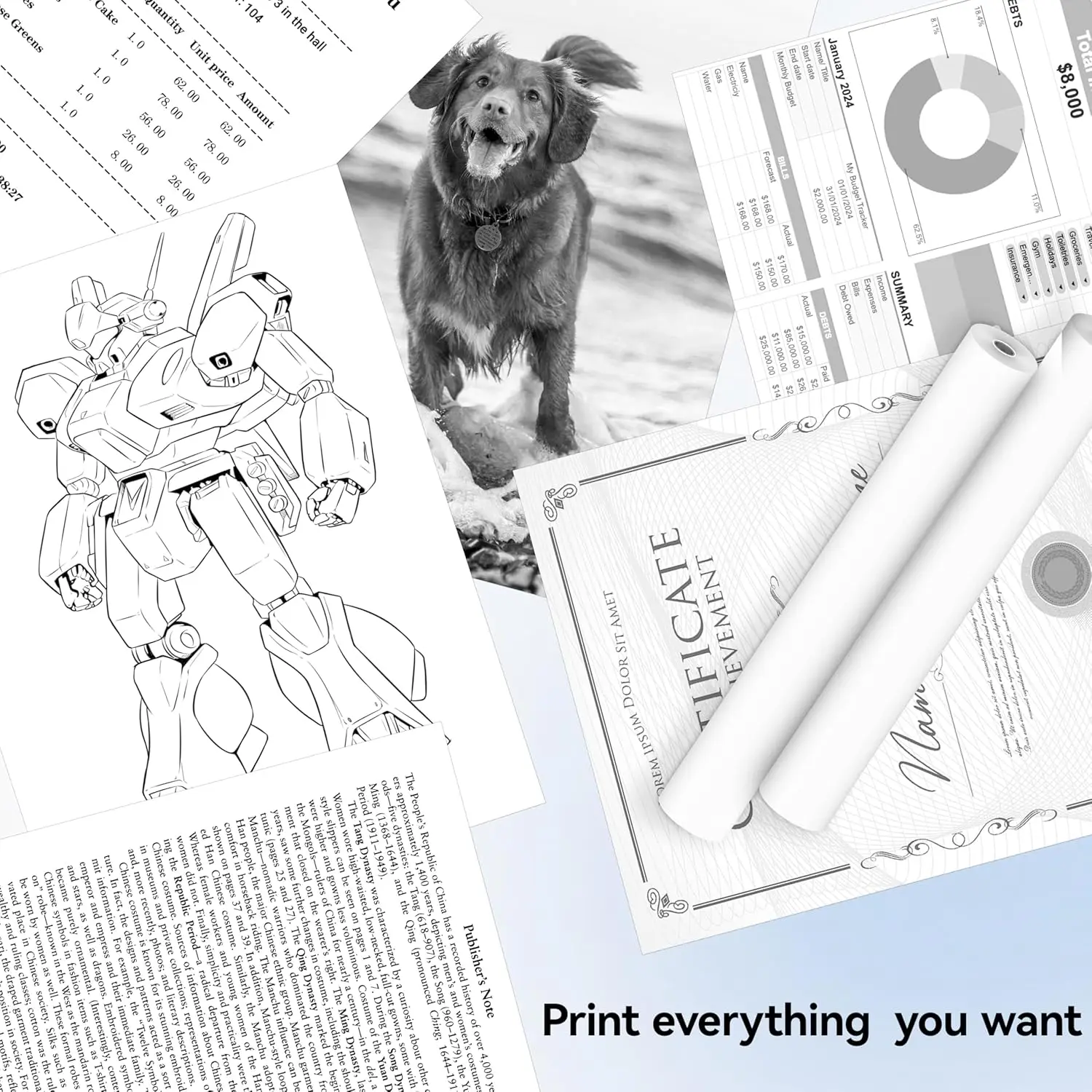 PeriPage 100 Pages Folded A4 Thermal Printer Paper for Long-lasting, 8.5 x 11 Inch for A40 Printer PocketJet HPRT MT800 MT800Q - 5