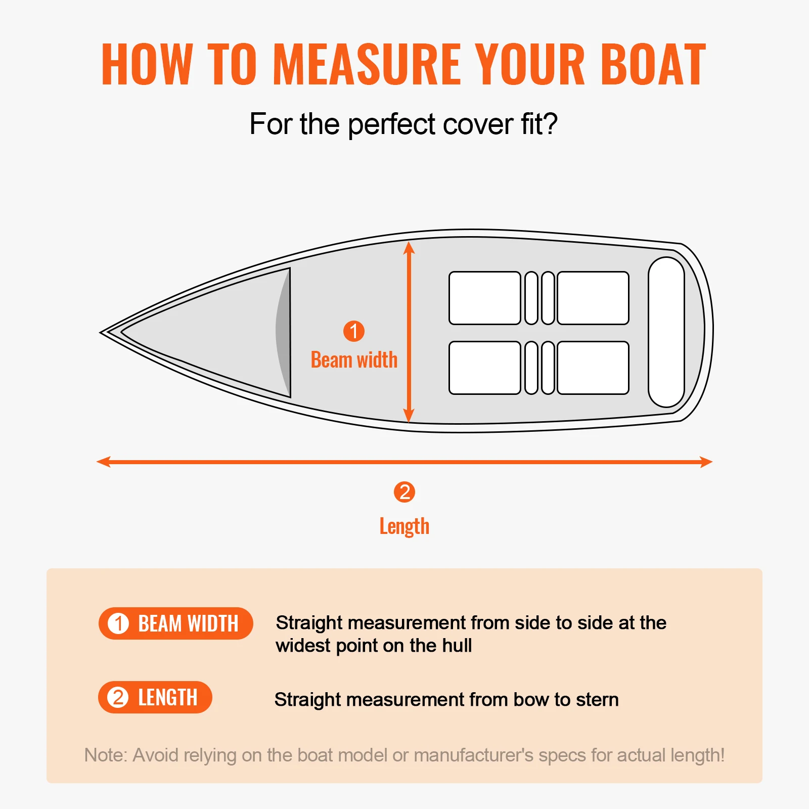 Boat cover,fishing boat cover VEVOR boat cover 17'-19' trailerable waterproof boat cover 600D marine grade PU Oxford with motor and buckle straps grey