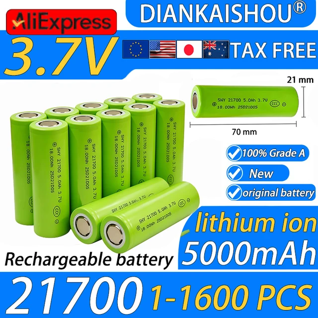Nouvelles batteries rechargeables Li-ion 21700 3,7 V 5000 mAh 40 A à haute décharge pour outils électriques (1/1600 pièces) 1