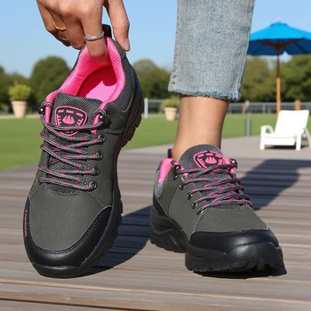 النساء أحذية المشي لمسافات طويلة في الهواء الطلق أحذية رياضية مقاومة للماء عدم الانزلاق أحذية مشي موضة فاخرة العلامة التجارية منصة الرحلات أحذية رياضية نسائية جديدة 4
