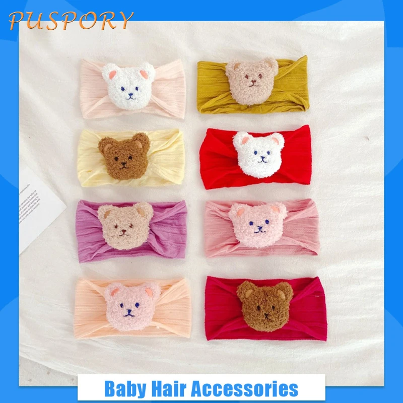 

Baby Hair Accessories Cute Three-dimensional Plush Bear Thin Versatile Fontanelle Door Baby Full Moon Newborn Headband Korea