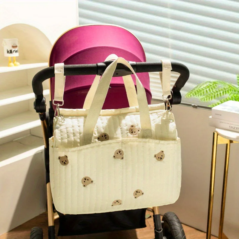 자수 엄마 가방 다기능 기저귀 가방 손잡이 포함 유모차에 걸 수 있음