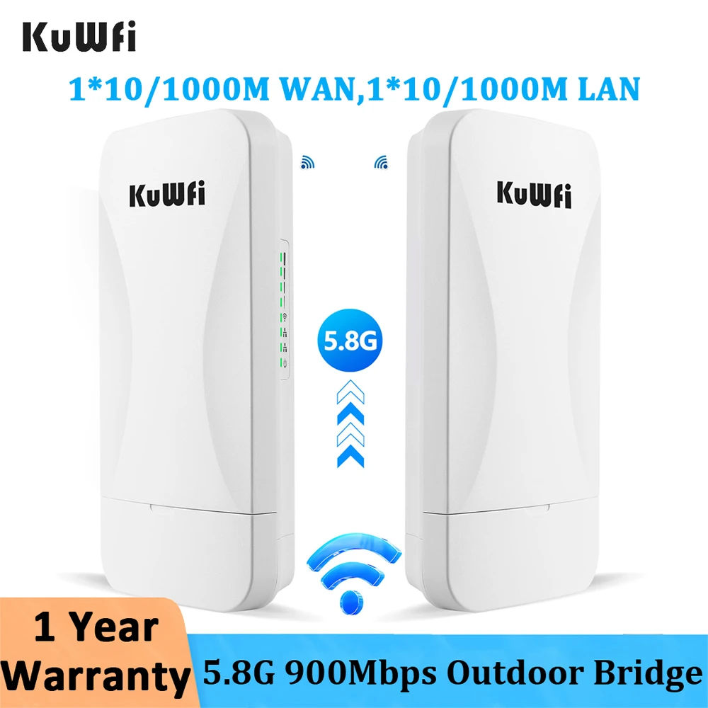 Kuwfi-ponto de Acesso Repetidor Extender sem Fio ap Ponte Wifi Cobertura Wifi para Câmera Cpe Exterior de Longo Alcance 900mbps 5ghz 2km