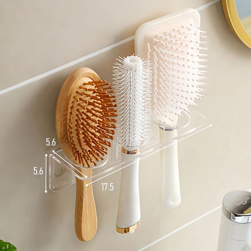 Acrylic Comb Holder Organizer Storage Shelf Clear Transparent Wall-Mounted Hair Brushes Rack Bathroom Accessories Home Shelves 5