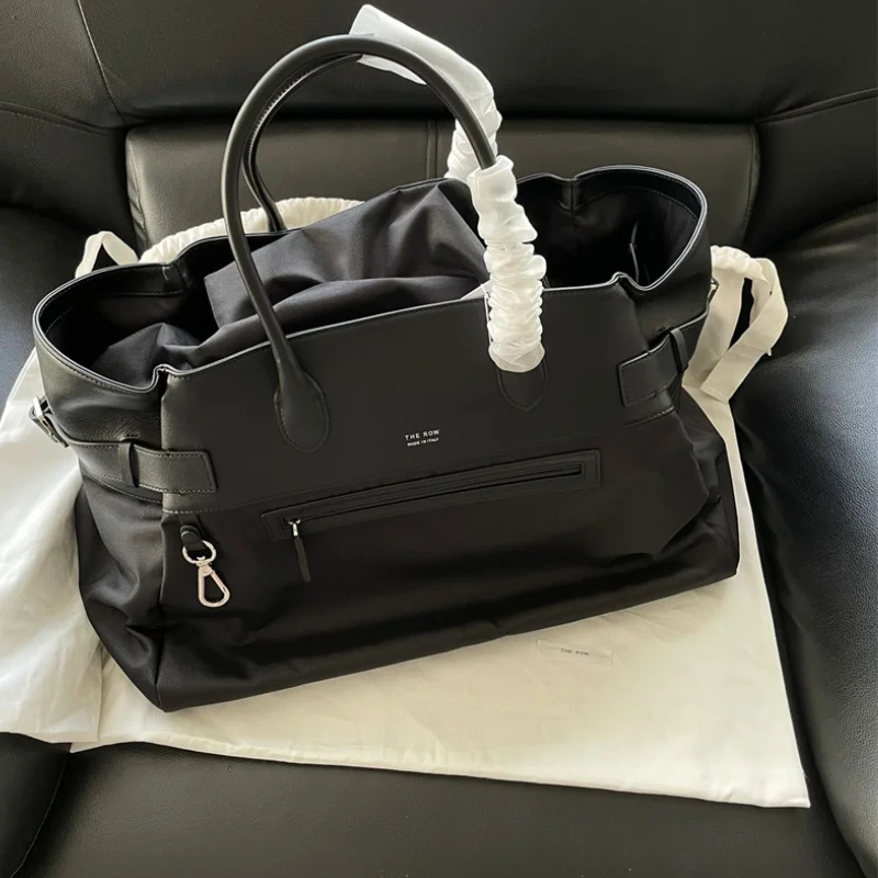 

Вместительная сумка Margaux17, сумка-тоут из нейлоновой ткани, первого слоя воловьей кожи, Портативная сумка для подмышек для женщин