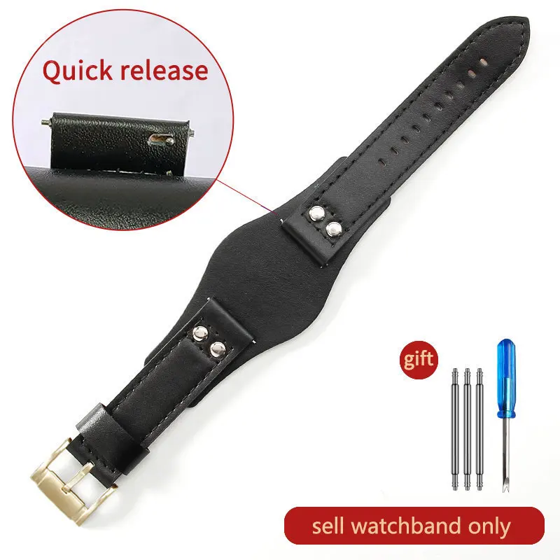 Breathable Skin Friendly Genuine Cowhide Leather Watchband – Waterproof 22mm Strap