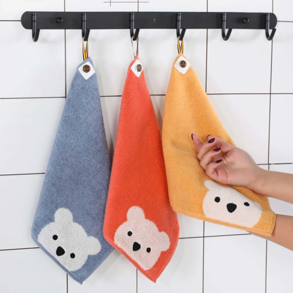 Hangable Comfortable Kids Cotton Newborn Cartoon Bear Wipe Towels Face Towel Handkerchief Saliva Towels