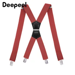 1Pc 3.5X120cm Men's Elastic Adjustable Suspenders Adult 4 Clips Strap Braces Wide X-Type Male Jockstrap Work Suspender for Pants