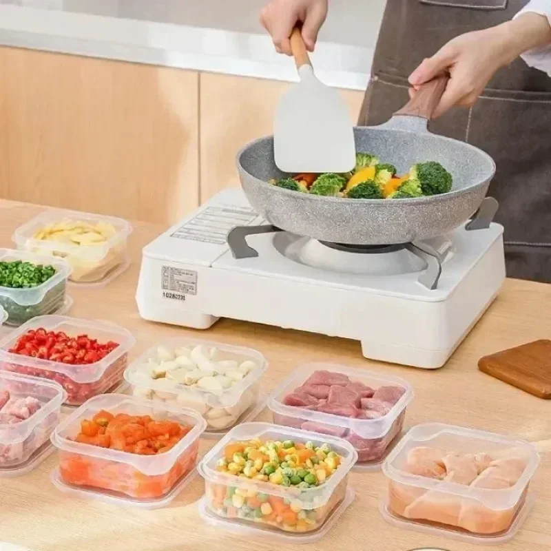 5/1Pcs Plastic Refrigerator Storage Box Transparent Freeze Meat Vegetable Fresh-Keeping Storage Container With Lid For Kitchen