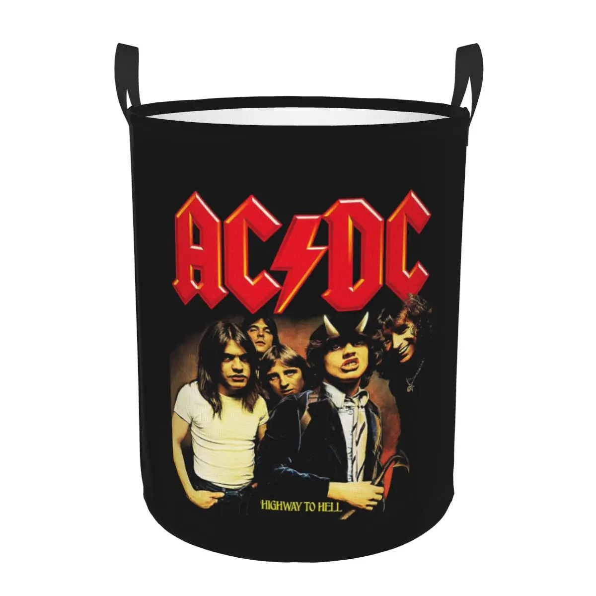 

Vintage Rock AC DC Laundry Basket Foldable Heavy Metal Music Band Toy Clothes Hamper Storage Bin for Kids Nursery
