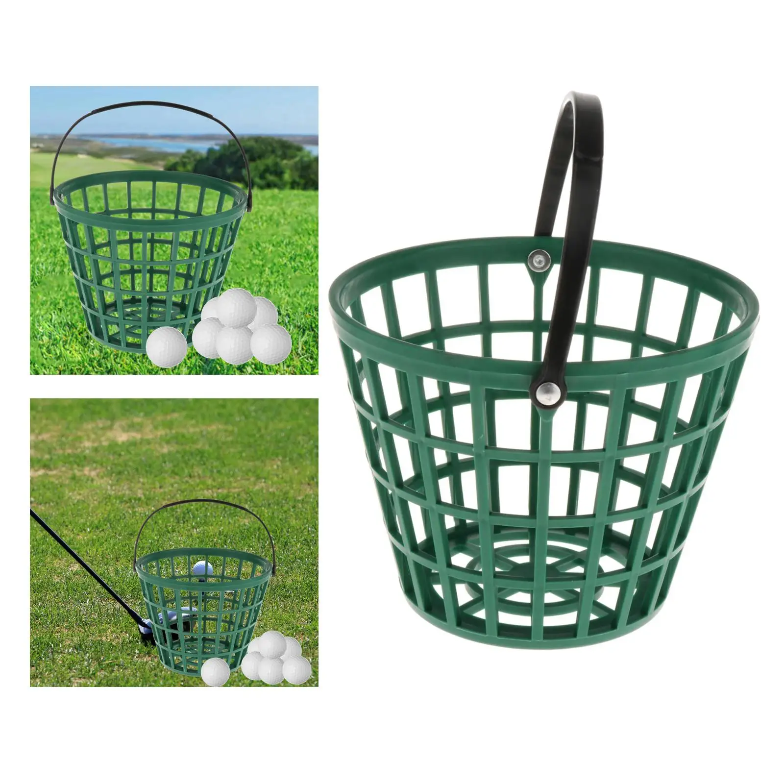 Unbreakable Golf Ball Basket Plastic Carrying Bucket Holder with Handle 3