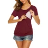 Womens Pregnant Maternity Clothes Nursing Tops Breastfeeding T-shirt Pregnancy Maternity Tops Tees Soild Colour Summer Shirt 3