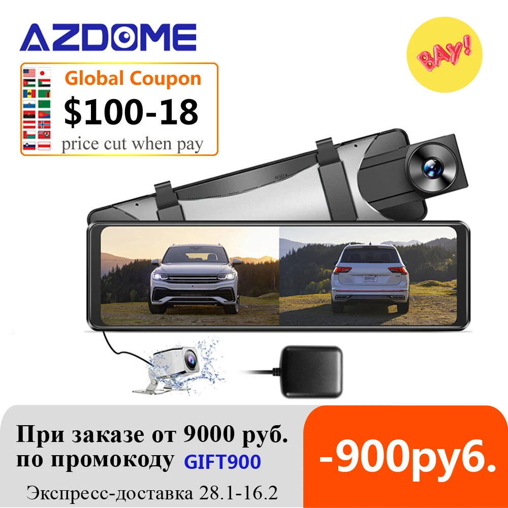 AZDOME 2 5 K Автомобильное Зеркало записывает GPS Автомобильный видеорегистратор 11