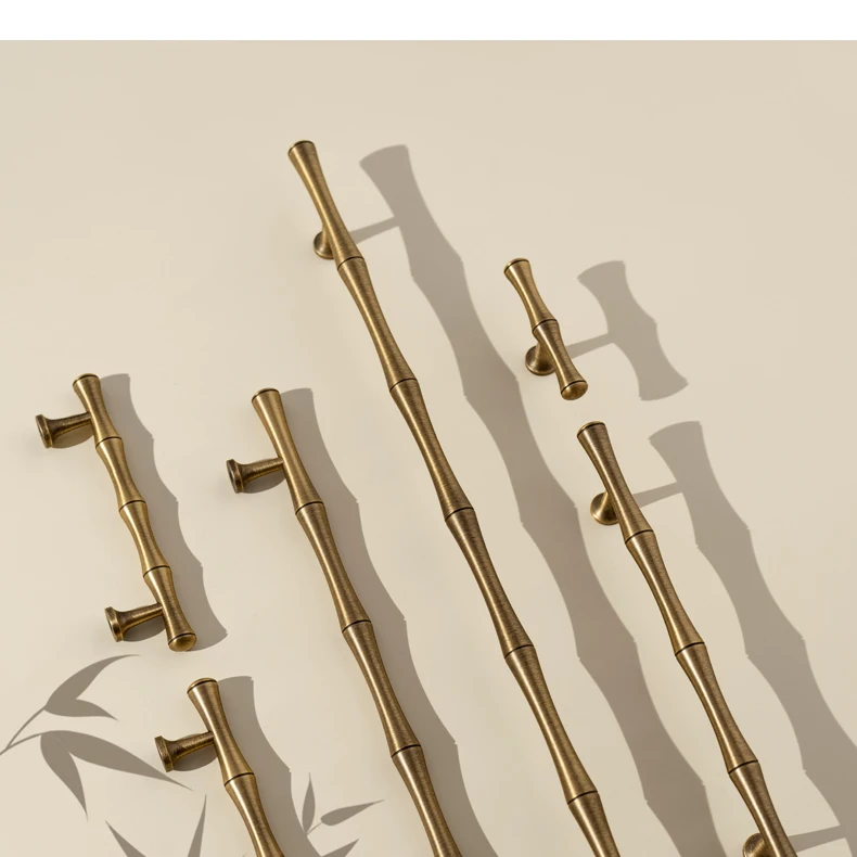 solid brass bamboo drawer pull antique brass finish