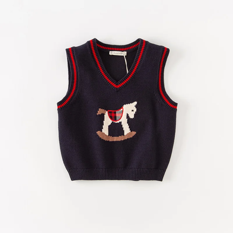 Dave Bella Baby Boys Sleeveless Sweaters Autumn Grils Cotton Vest Coat Tops Waistcoat Pullover Outerwear 2-9Y DB3236719