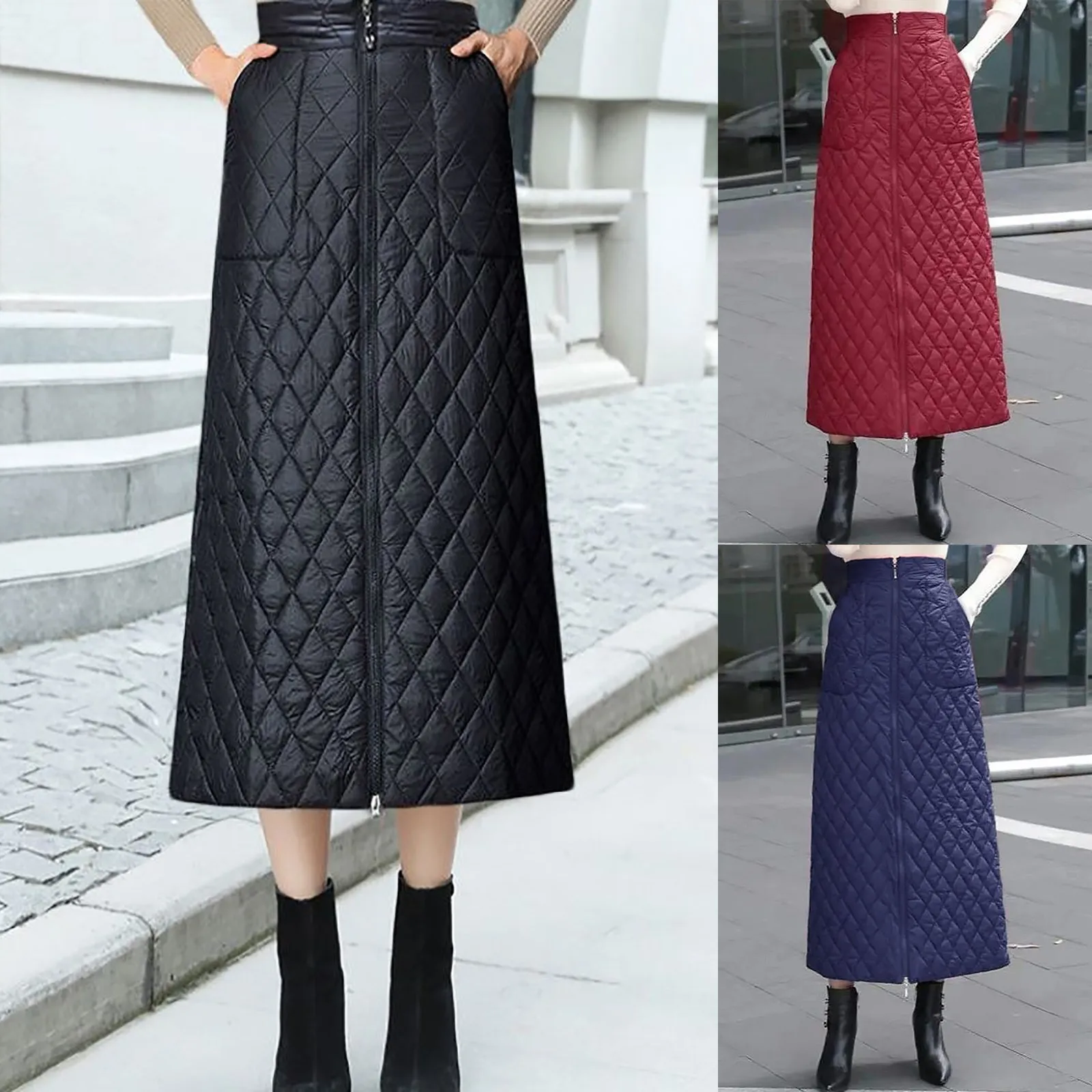 

Women's Fashion Casual Warm Stylish Cold Protection Skirt Long Length Down Wrap Skirt Ruched Skirt