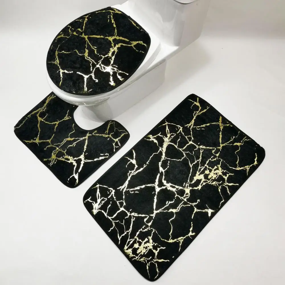 3Pcs/Set Bathroom Set Non-slip Toilet Carpet Shower Rug Marble Toilet Lid Cover Bathroom Rug Bath Mat Accessories bathroom mats
