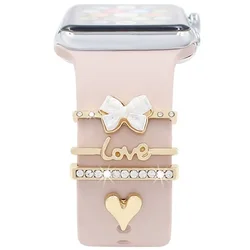 Elegant Fashion Strap with Decorative Ring and Diamond Ornament Bracelet for Watch Band Accessories (Gold 1)