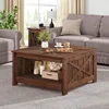 Living room rustic wooden cocktail table, square coffee table semi-open storage compartment 5