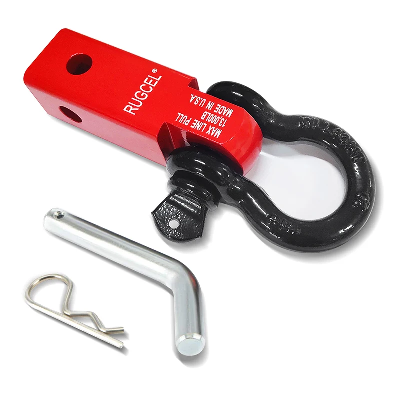 

Bafire 2 Inch Shackle Receiver Recovery Shackle Block Double Hole Powder Coat Red Hitch Block Includes Hitch Pin D-ring For Suv
