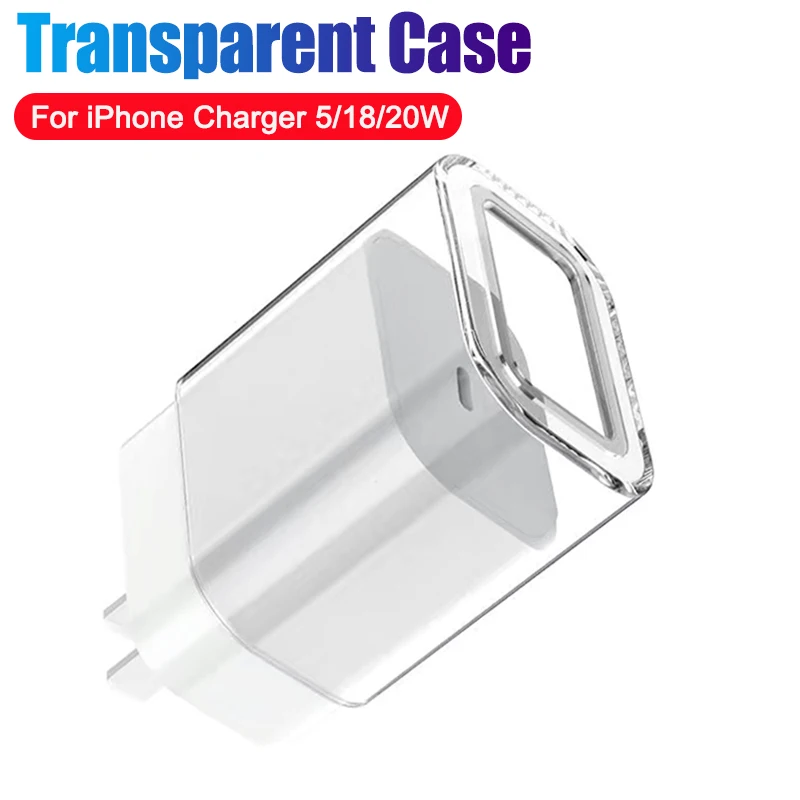 Per Apple Iphone Charger Adapter Custodia Protettiva 5W 18W 20W Custodia Trasparente Per Iphone 14 13 12Pro Max 8 7 Plus Caricabatterie