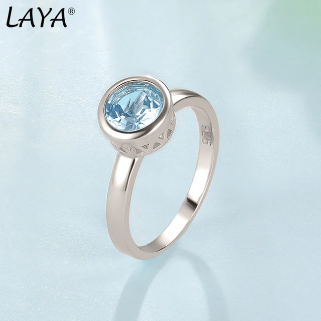 Discover the elegance of the LAYA 925 Sterling Silver Natural Amethyst Simple Bezel Setting Finger Ring