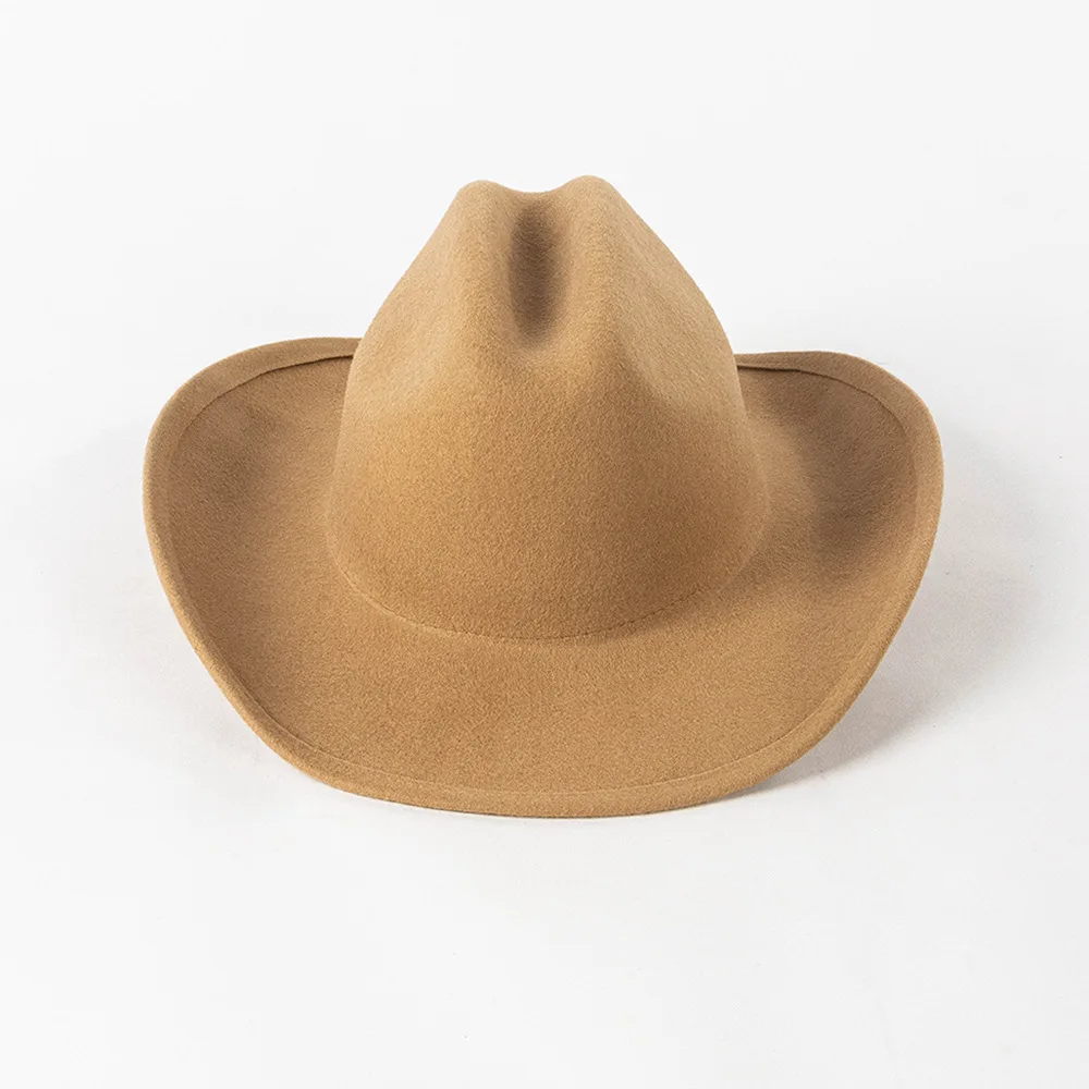 

202208-HH2020A Dropshipping winter wool felt curled brim western cowboy classic fedoras cap men women leisure panama jazz hat