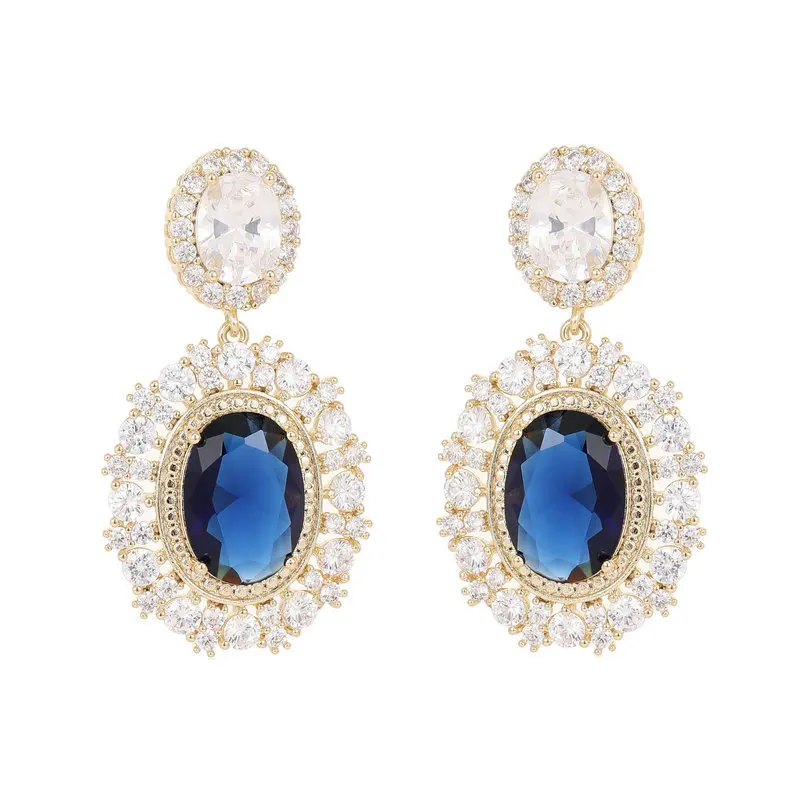 Fashion Geometric Ellipses Dangle Earrings for Women French Temperament Luxury Brand Jewelry Gold Plated Stud Earings