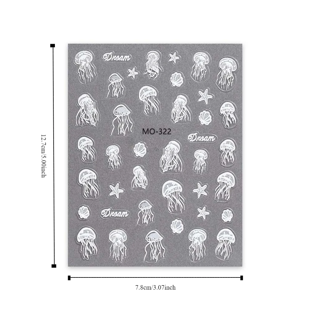 Conch Star Ocean Nail Stickers Sea Jellyfish Starfish Ocean Nail Decals Ocean Shell Nail Supplies Ocean Nail Decorations Female
