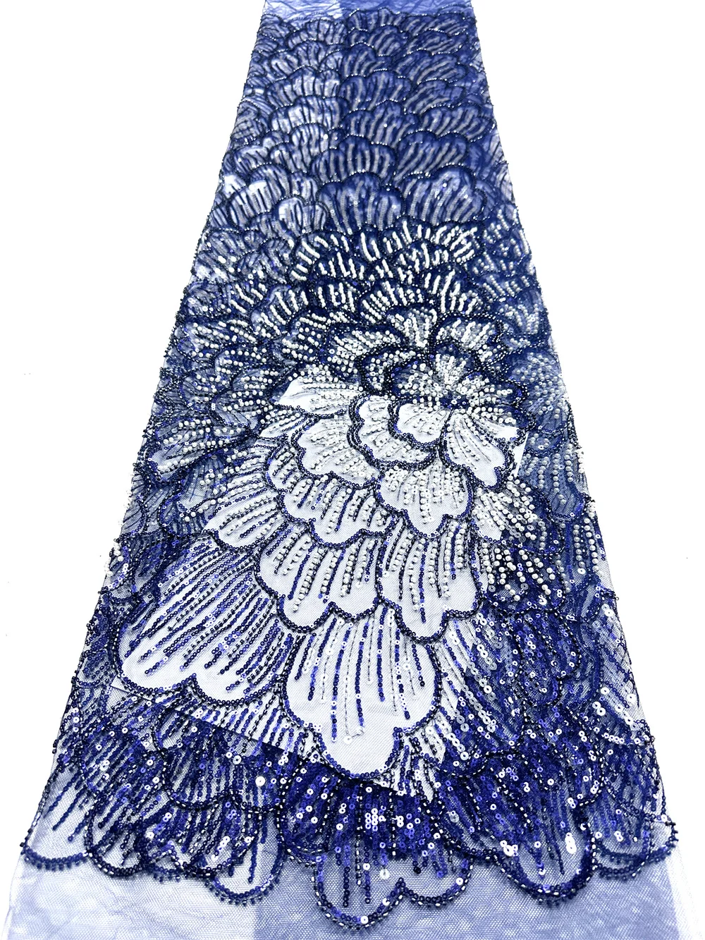 Wholesale Luxury African Lace Fabric Purple Beaded French New African Fabrics 2026 Sequins Tulle Lace Fabrics For Dresses Sewing 2