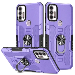 Magnetic Ring Holder Shockproof Armor Back Cover Case - Motorola Moto G9 Play (Purple)