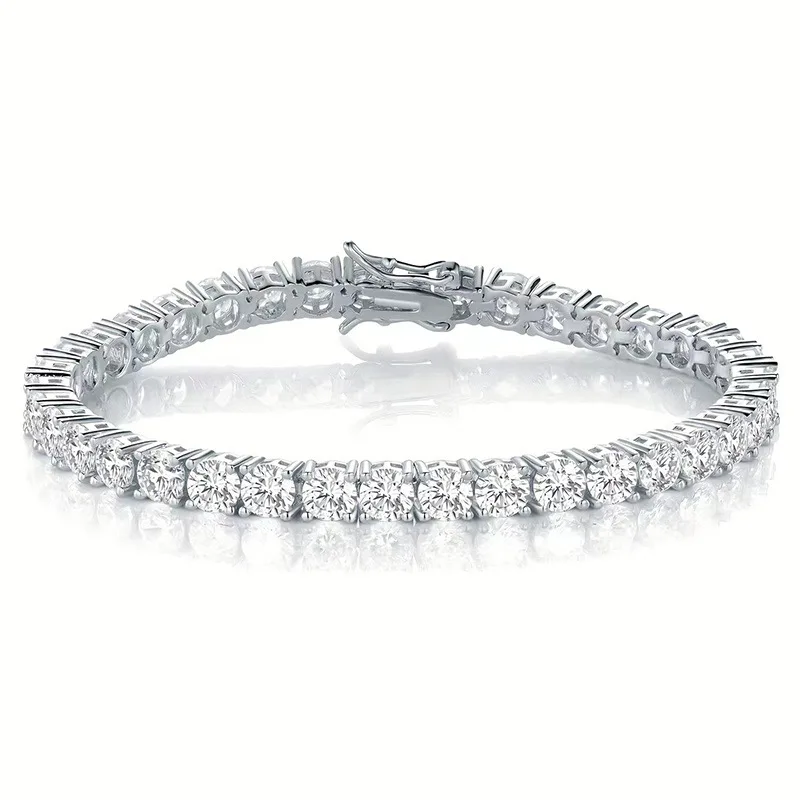 100% Real S925 Sterling Silver Plated 18K Gold 5A Grade Zircon Black Tennis Bracelet for Men and Women Fashion Exquisite Jewelry 4