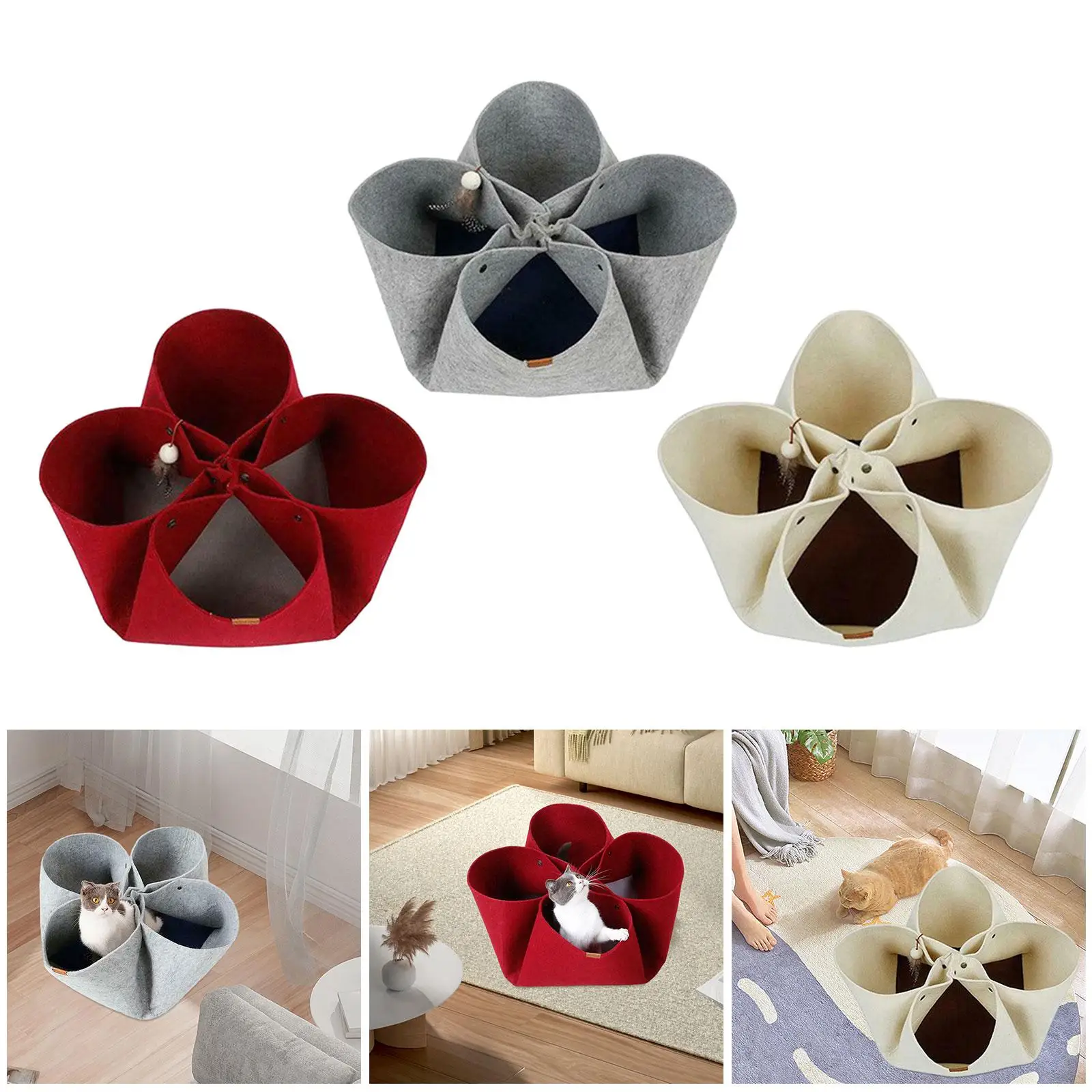 Cat Felt Tunnel Durable Cat Play House Foldable Interactive Pet Bed House Cat Tunnel Bed for Cat Rabbit Pets Kitten Puppy Cat Felt Tunnel Durable Cat Play House Foldable Interactive Pet Bed House Cat Tunnel Bed for Cat Rabbit Pets Kitten Puppy