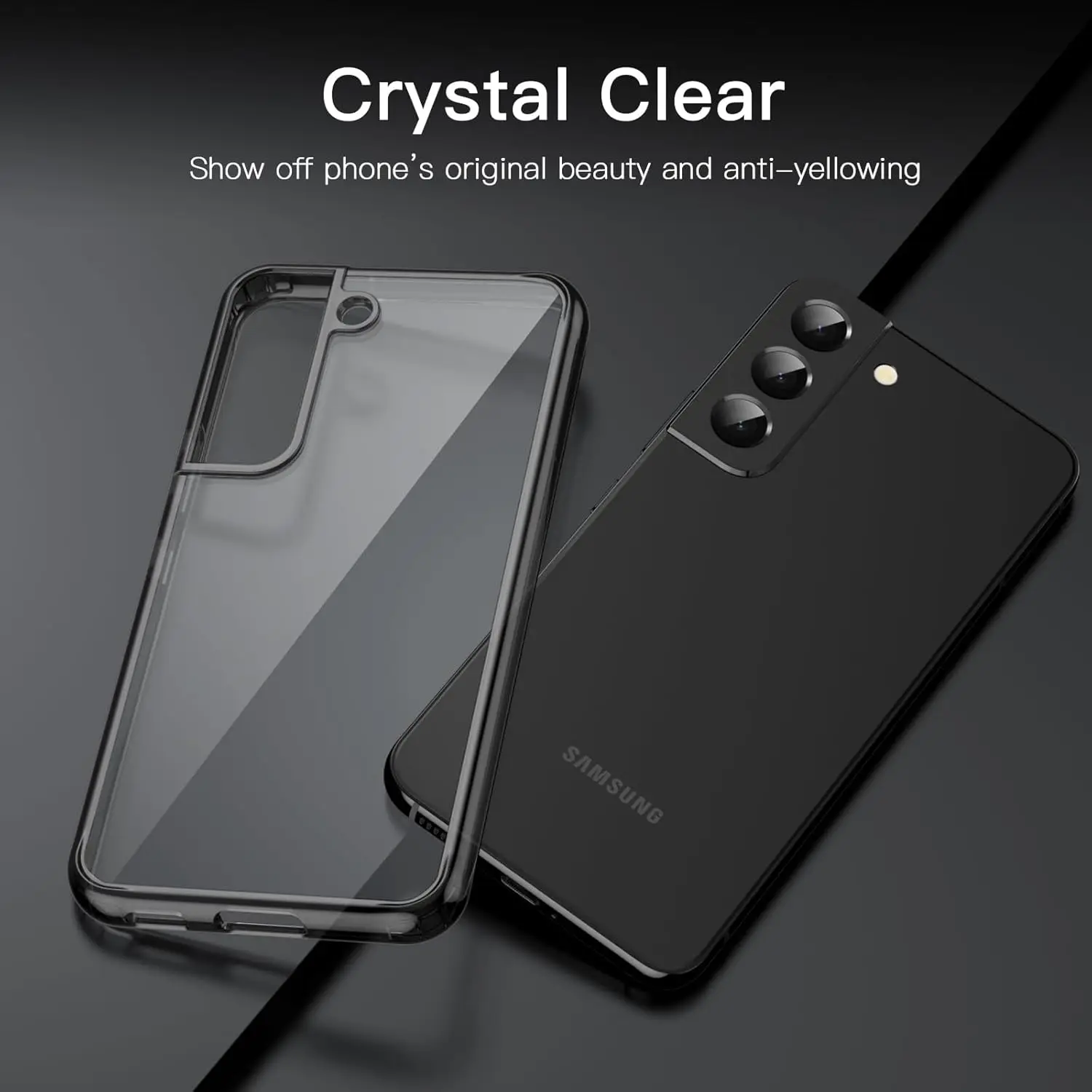 Case for S22 5G 6.1-Inch, Non-Yellowing Shockproof Bumper Protective Phone Cover, Anti-Scratch Hard PC Back (Clear)