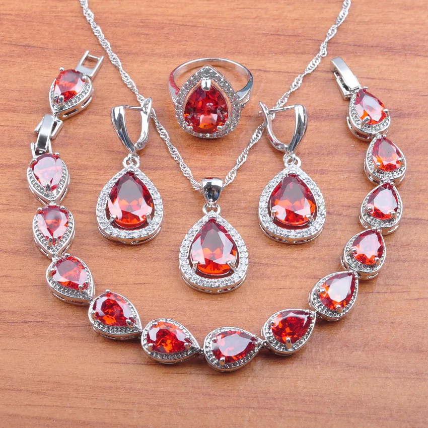 925 gümüş su damlası kristal özel takı takım parti hediyeler kadınlar için en iyi hediye JS0106 - AliExpress