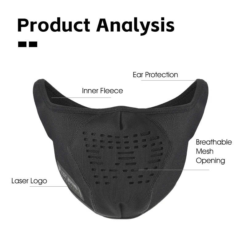 WEST BIKING SKI Cycling Mask Cold-Proof Hiking Ice Fishing Scarf Fleece Ear Muffs Breathable Warm Mask Thermal Sport Gear