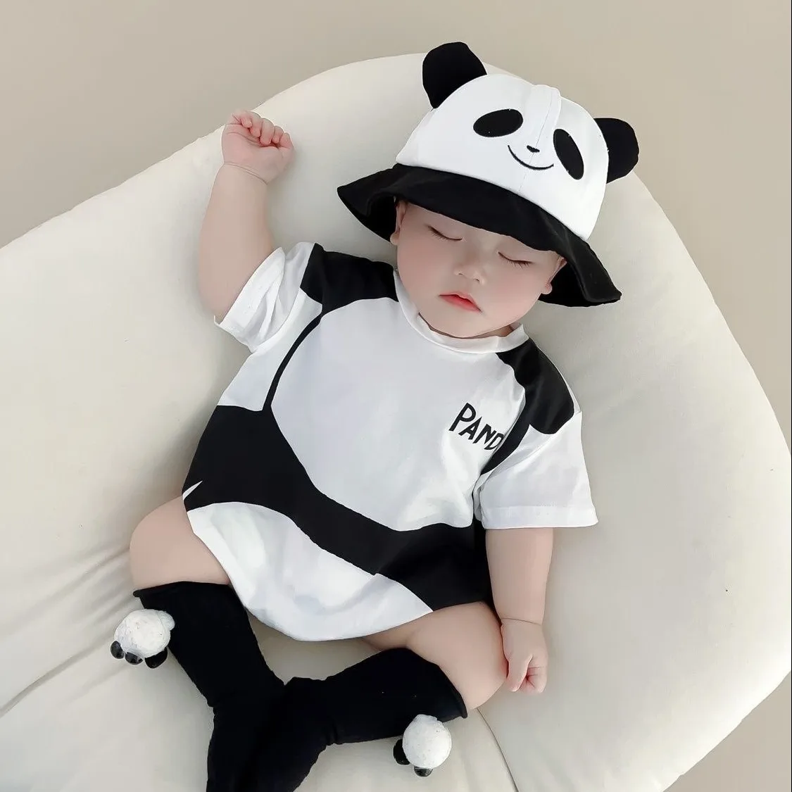 Cotton Panda jumpsuit Newborn Baby Boy Short Sleeve Jumpsuit Romper Overall Clothes 0-12 Months baby costume  ropa de bebe 4