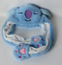  Cute Kawaii Plush Korean idol Youth League bt21 Hat Pinches the Ears and Moves the Hat Cartoon Rabbit Airbag Hat Gift 