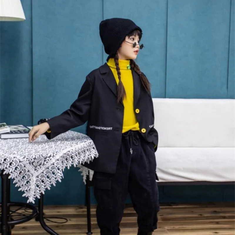 

Пальто для девочек, пальто, куртка, ветровка, верхняя одежда 2024, крутая весенне-осенняя хлопковая детская одежда больших размеров для подростков