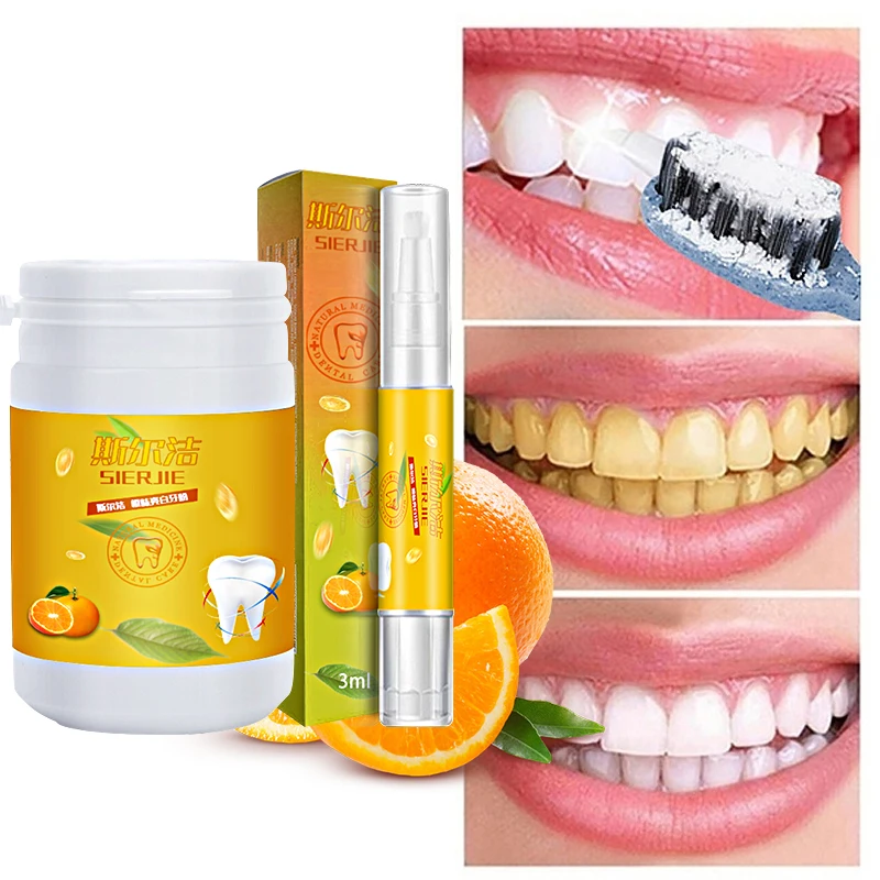 Whitening Tooth Powder + Whitening Tooth Pen Package Removing Tobacco Stains Tea Stains Fresh Breath Oral Hygiene Dental Care