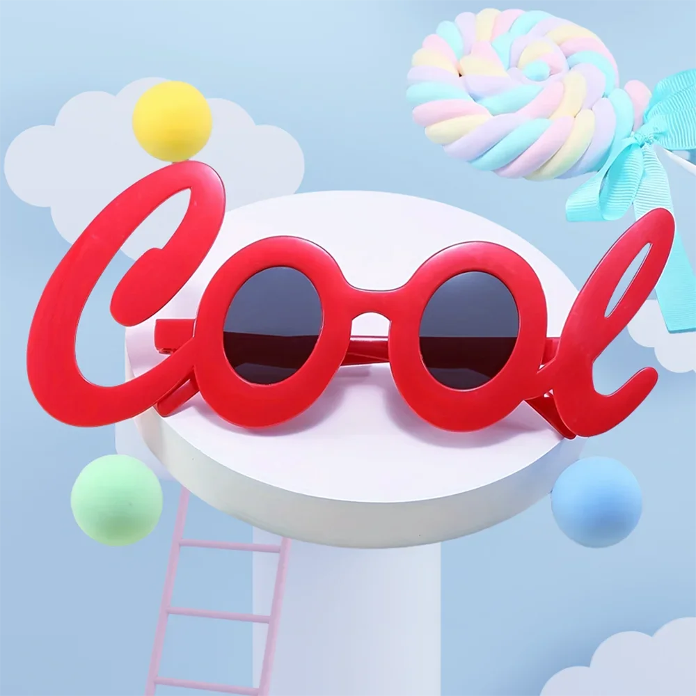 Red Cool Lettering Party Glasses – Fun Personalized Photography & Holiday Accessories
