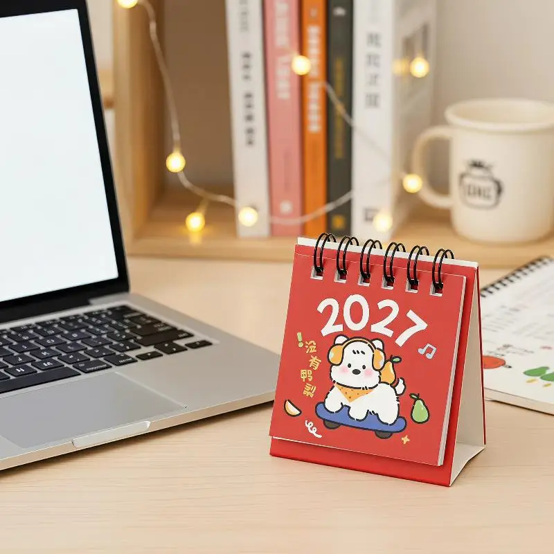 Mini calendario da tavolo 2027, agenda mensile con cartoni animati, piccola decorazione da scrivania per la stanza dei bambini, l'ufficio - immagine 3