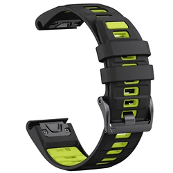 Two-Tone Silicone Strap - QuickFit 26mm/22mm Watch Band Accessories - 26mm-Epix Pro 51mm (Black green)