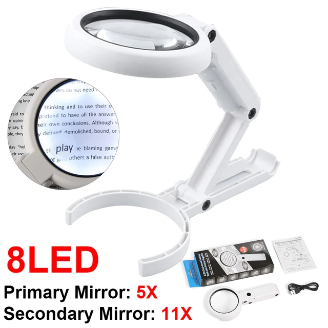  Glass with Light & Stand Foldable Handheld Glass Illuminated  Lighted Magnifier for Seniors Reading Illuminated Magnifier Portable Glass  Desk Magnifier : Home & Kitchen