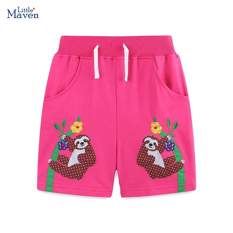 Baby Girls Children's Clothing Summer Embroidered Cartoon Monkey Short Pants Cotton 2-7 Years