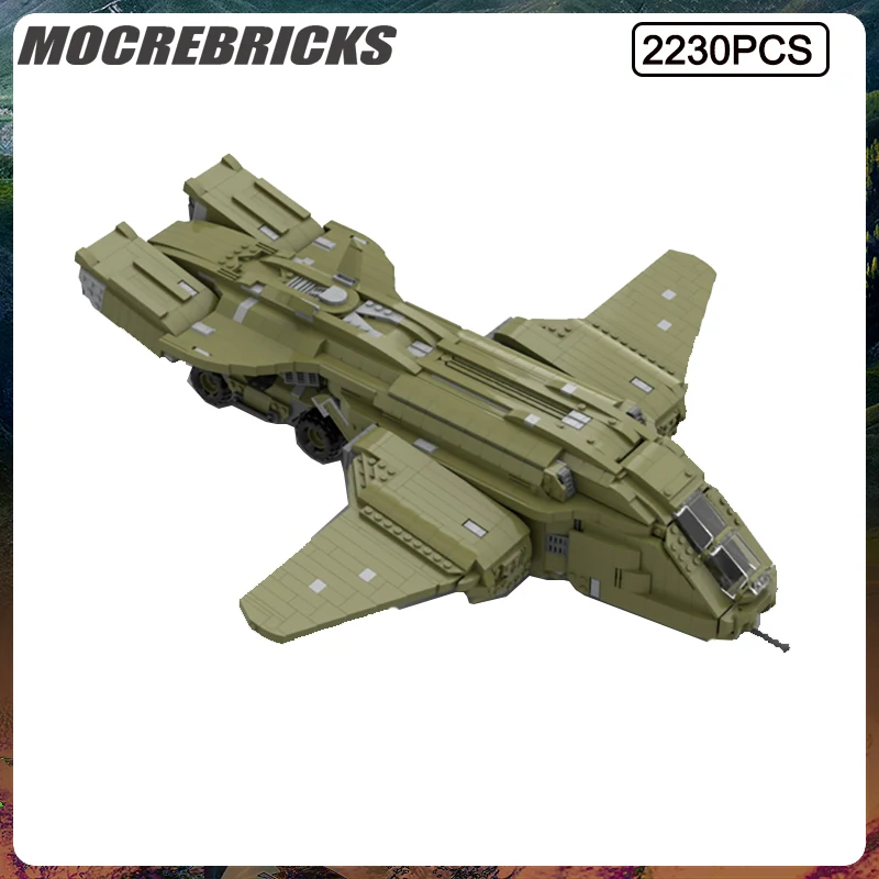 

Конструктор MOC серии «космическая война», самолет Halo Pelican D77, масштаб минифига, транспортировка войск, самолёт, сборные детские игрушки